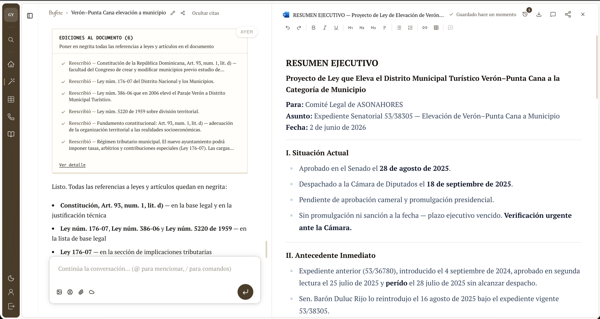 Convierte la respuesta en un memo