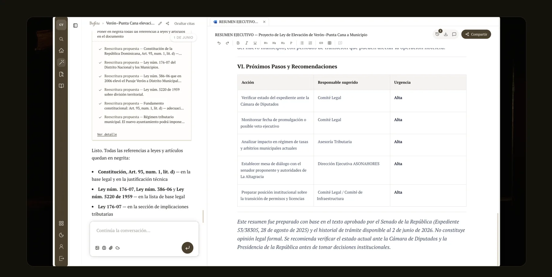 Termina en un documento